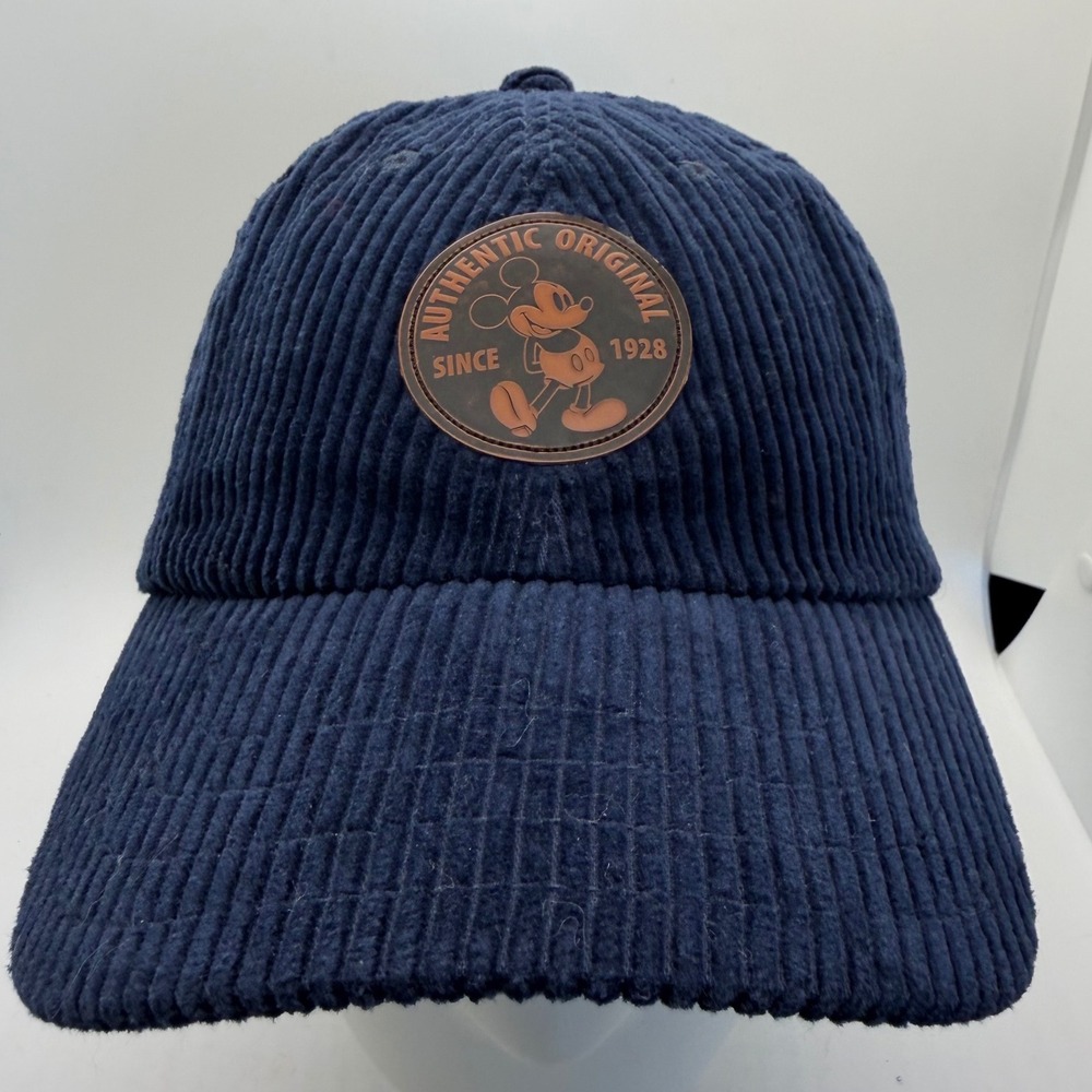 Disney Parks Mickey Mouse Navy Blue Corduroy Baseball Hat Adjustable Strapback